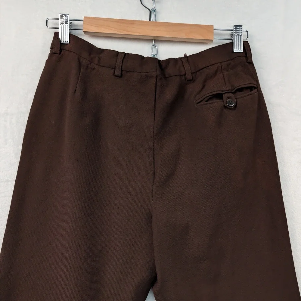 VTG Trousers Men's 30x28 Brown Dark Academia Talon Pleated Flare Old Money 70s